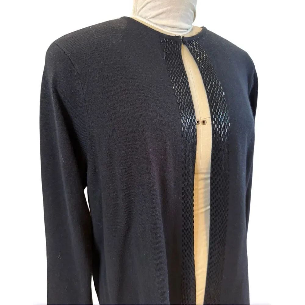 Designers Originals Beaded Cardigan Sz. XL Black Warm Cozy Elegant
